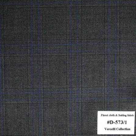D-573/1 Vercelli V9 - Vải Suit 95% Wool - Xám Caro
